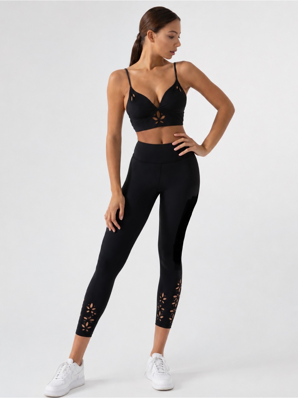 GIGI C Rosie Top & Abby Leggings Set in Black, Sz S/L